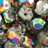 1 Pkg. (50 Gramm) facettierte Glasperlen 6mm Kristall mit Metallicbeschichtung