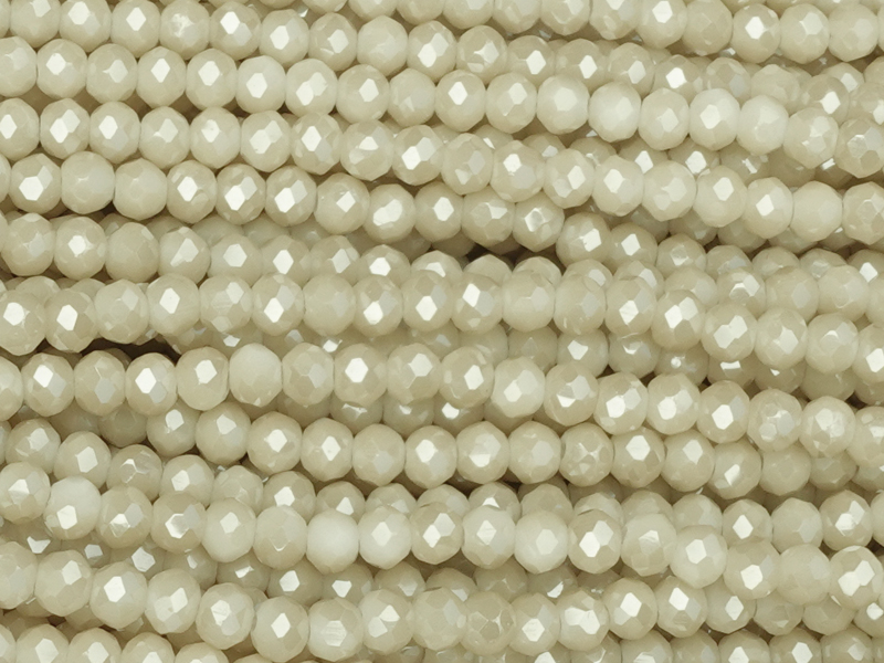 facettierte, geschliffene Glasperlen 2x3mm Farbe: Beigebraun