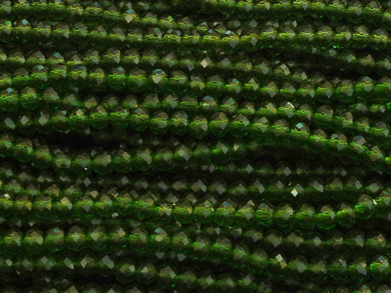 dunkelgrüne, facettierte, geschliffene Glasperlen 2x3mm