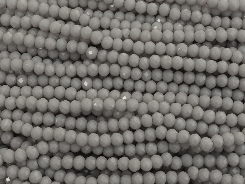graue, facettierte, geschliffene Glasperlen 2x3mm
