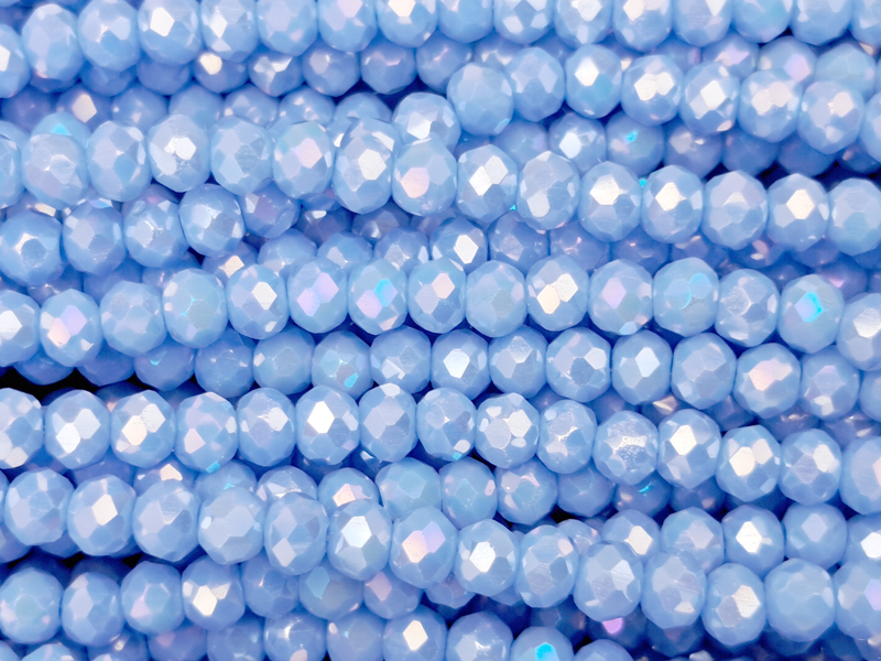 facettierte, geschliffene Glasperlen 2x3mm Farbe: Hellblau m