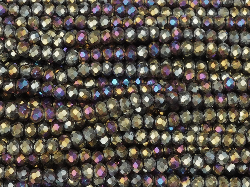 facettierte, geschliffene Glasperlen 2x3mm Farbe: Metallic