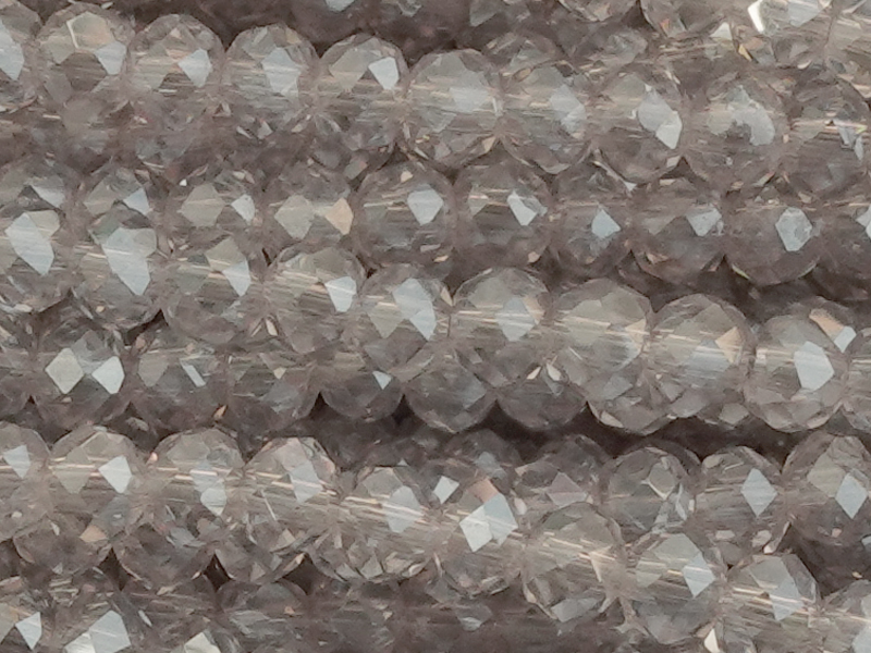 silbergraue, facettierte, geschliffene Glasperlen 2x3mm - Na