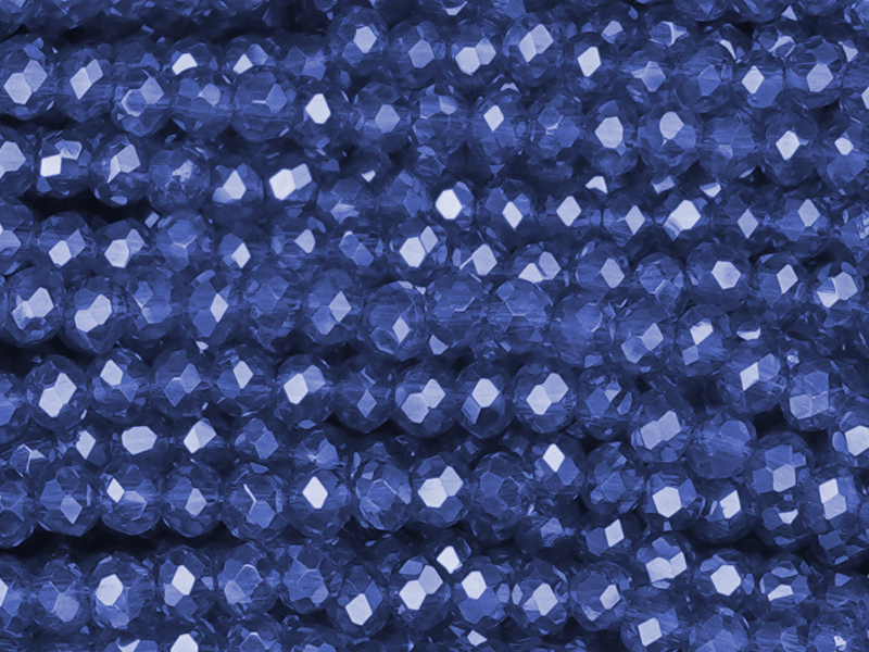 facettierte, geschliffene Glasperlen 2x3mm Farbe: Smoky Blue