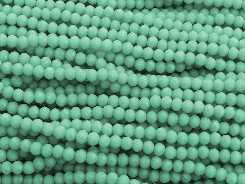 türkisgrüne, facettierte, geschliffene Glasperlen 2x3mm
