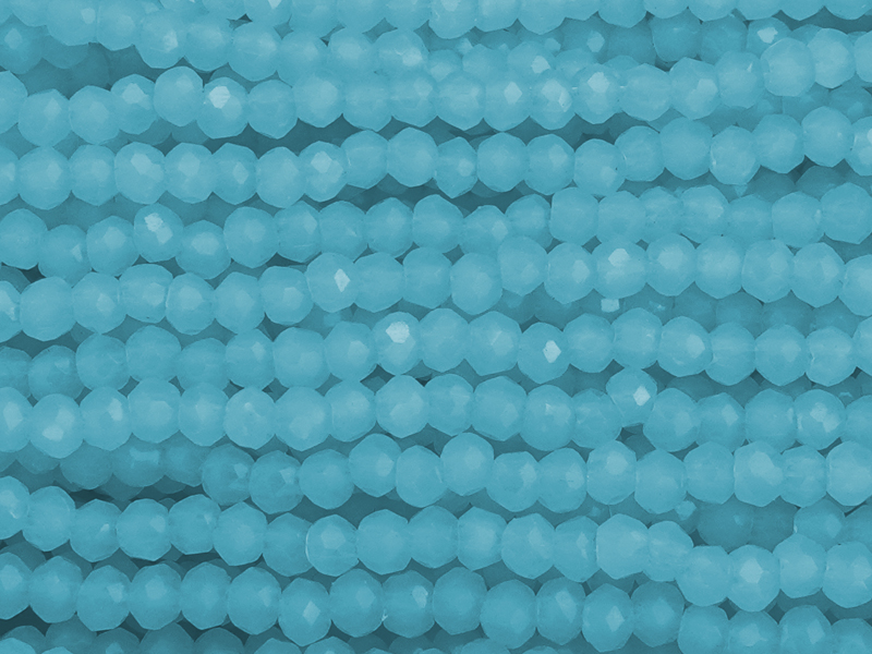 türkisblaue, facettierte Glasschliffperlen Rondellen 2mm