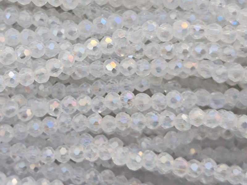 facettierte Glasschliffperlen Rondellen 2mm, Farbe: Kristall