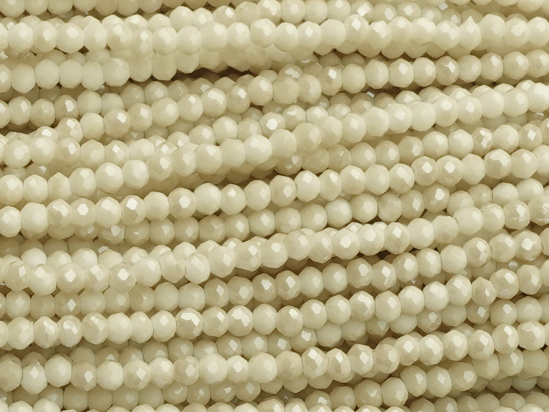 facettierte Glasschliffperlen Rondellen 2x3mm, Farbe: Beige