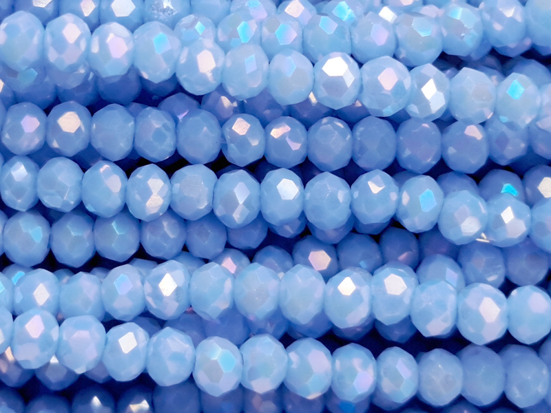 facettierte Glasschliffperlen Rondellen 2x3mm, Farbe Hellbla