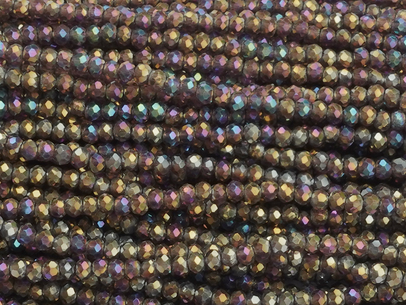 facettierte Glasschliffperlen Rondellen 2x3mm, Farbe: metall