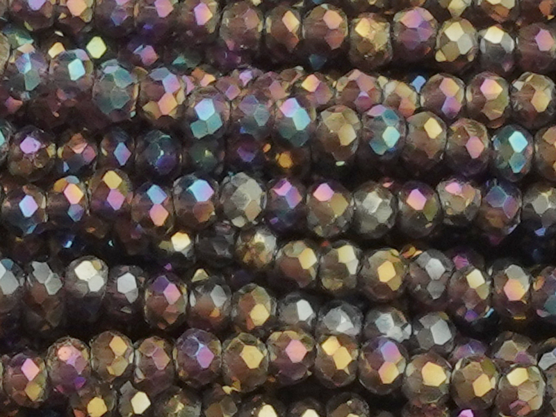 facettierte Glasschliffperlen Rondellen 2x3mm, Farbe: metall