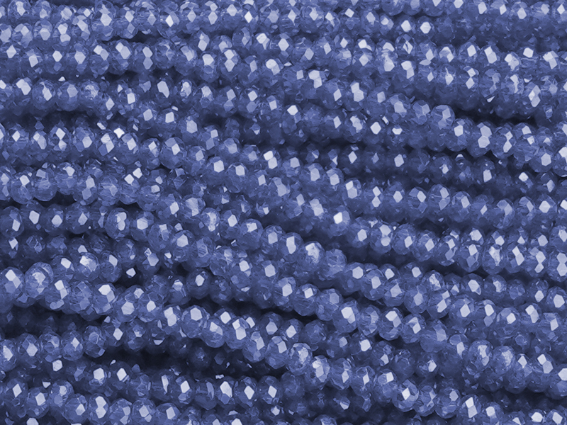 facettierte Glasschliffperlen Rondellen 2x3mm, Farbe: Silber