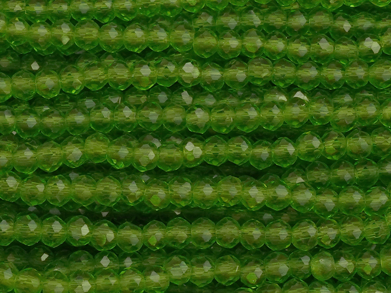 grüne, facettierte Glasschliffperlen Rondellen 2mm - Nahaufn
