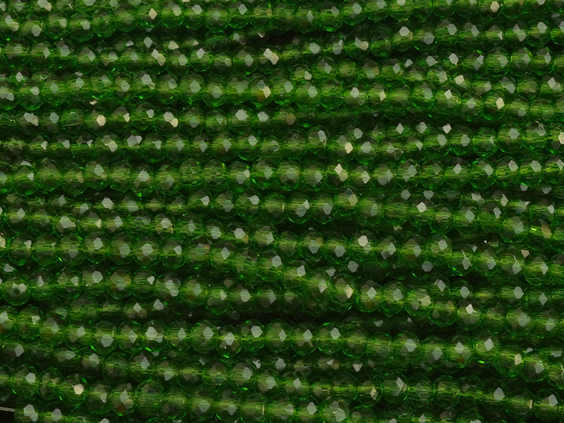 grüne, facettierte Glasschliffperlen Rondellen 2mm