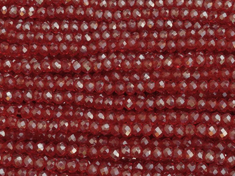 rote, facettierte Glasschliffperlen Rondellen 2mm