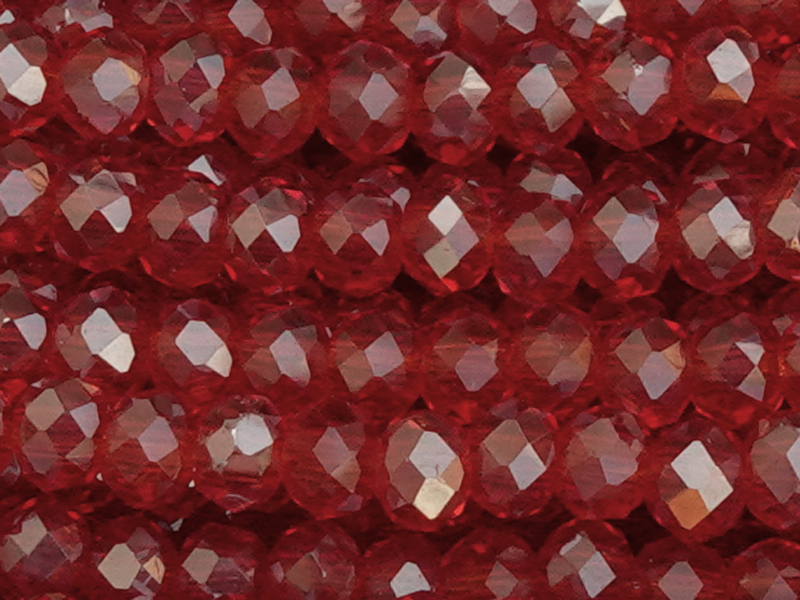 rote, facettierte Glasschliffperlen Rondellen 2mm - Nahaufna