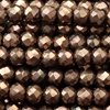 1 Strang (~140 Stk) Glasperlen, rund facettiert ~3mm, Bronze