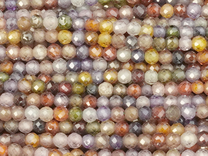 bunte, facettierte Zirkonia Perlen 2mm - Nahaufnahme
