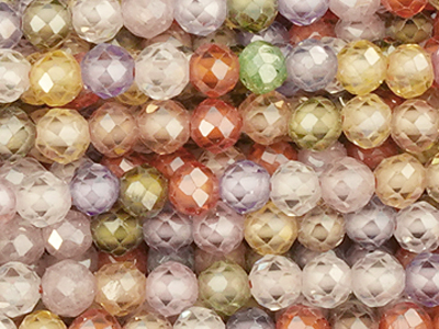 bunte facettierte Zirkonia Perlen 3mm günstig - Nahaufnahme