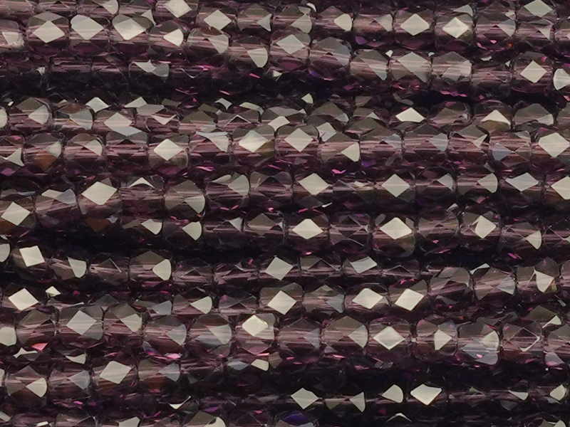 barrel-shaped, faceted glass beads 3mm, color: Amethyst