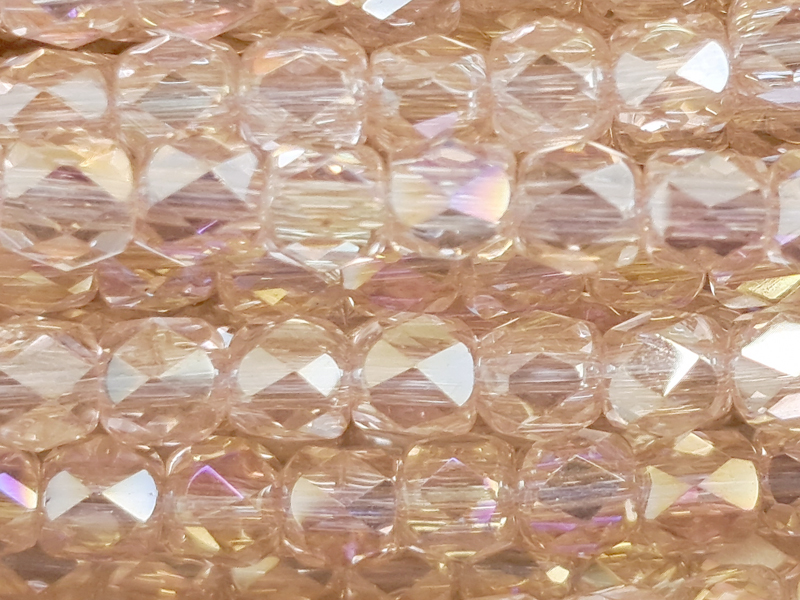 barrel-shaped, faceted glass beads 3mm, color: Antique Pink 