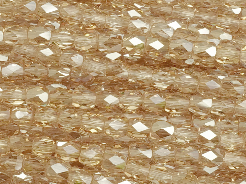 barrel-shaped, faceted glass beads 3mm, color: Golden Shadow
