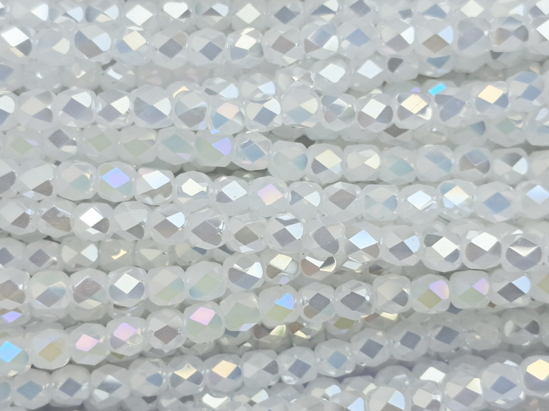 white, barrel-shaped, faceted glass beads 3mm for DIY jewelr