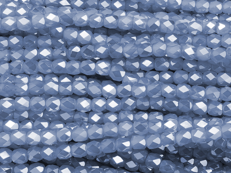 barrel-shaped, faceted glass beads 3mm, color: jeans blue