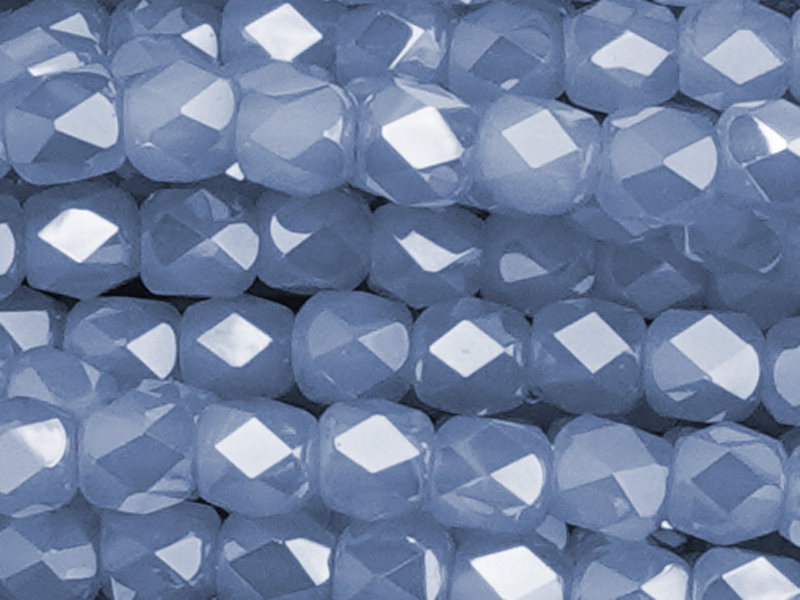 barrel-shaped, faceted glass beads 3mm, color: jeans blue -