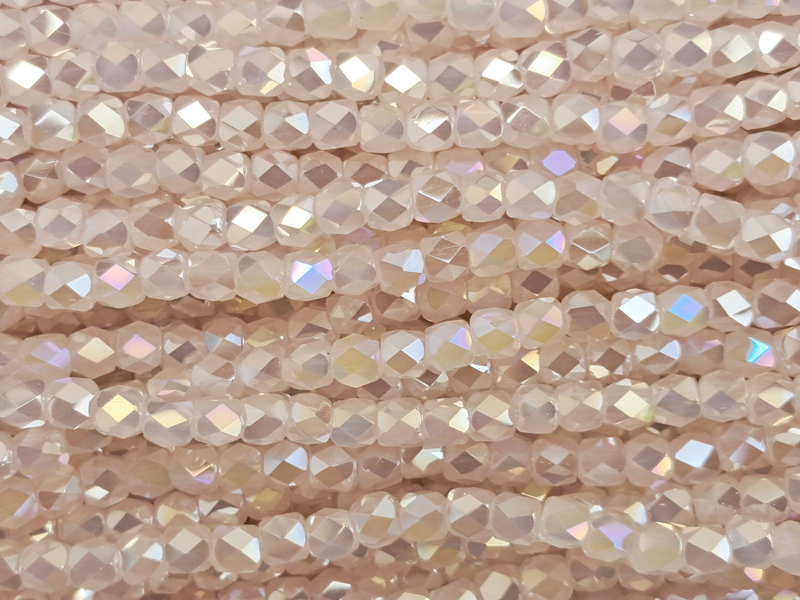 antique pink, barrel-shaped, faceted glass beads 3mm for DIY