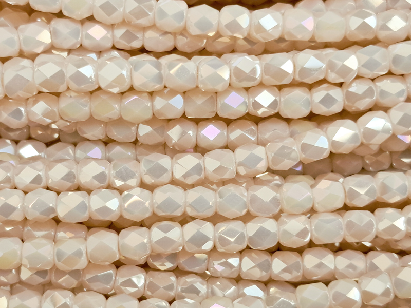 peach pink, barrel-shaped, faceted glass beads 3mm for DIY j