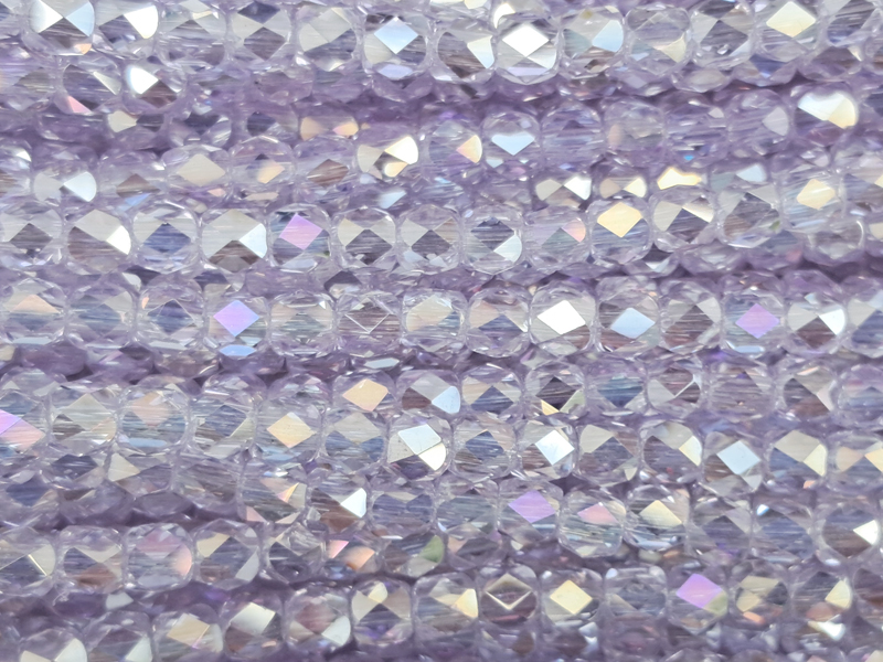 violette, tönnchenförmige, facettierte Glitzerperlen 3mm zum
