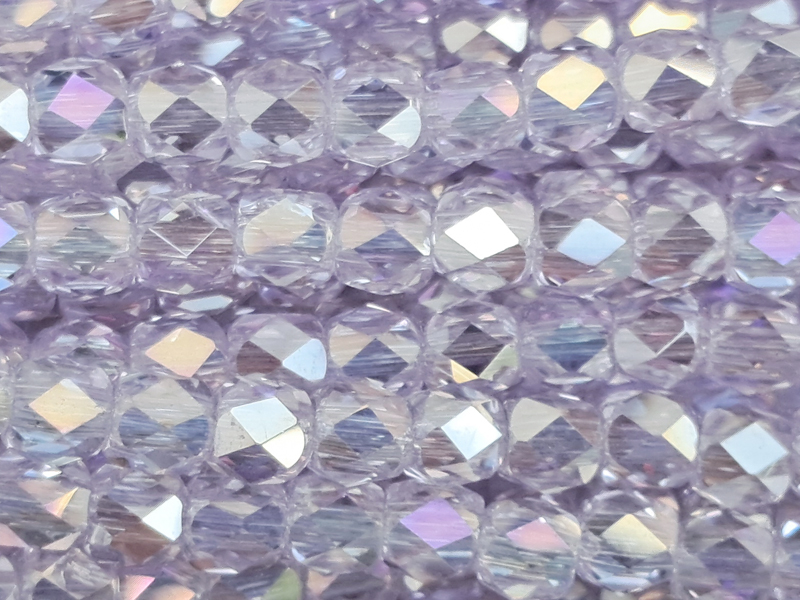 violette, tönnchenförmige, facettierte Glitzerperlen 3mm - N