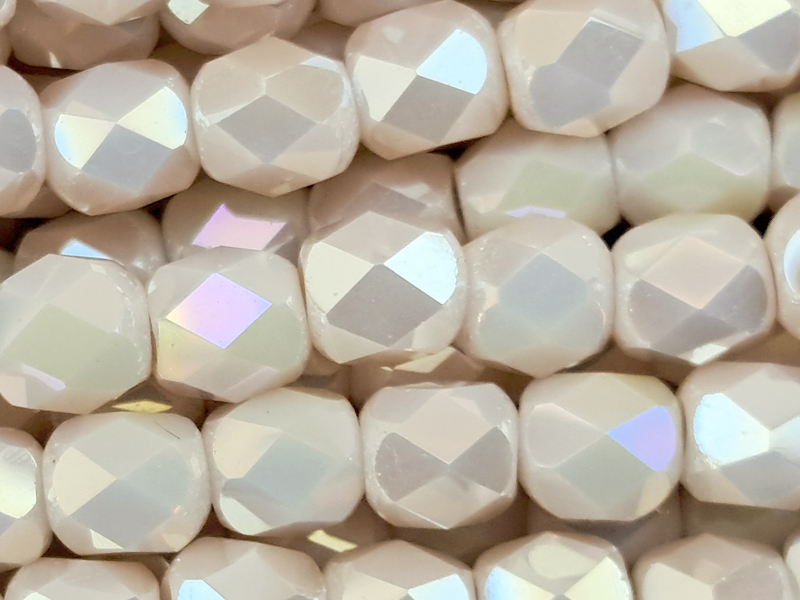 tönnchenförmige, facettierte Glasperlen 4mm, Farbe: Altrosa 