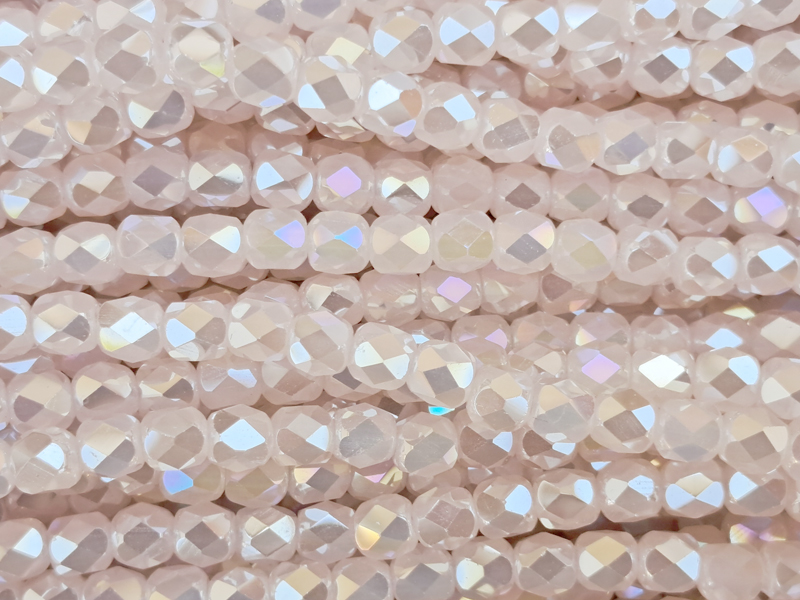 tönnchenförmige, facettierte Glasperlen 4mm, Farbe: Pfirsich