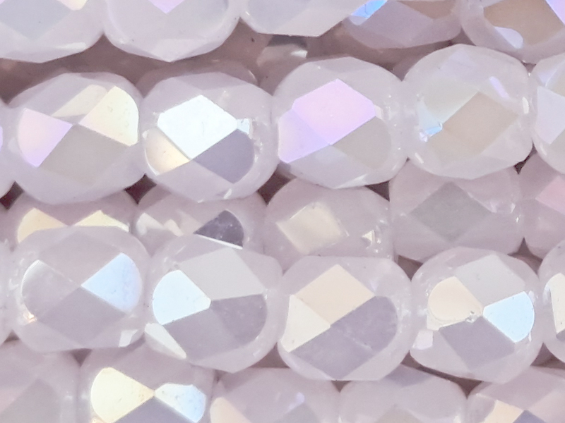 tönnchenförmige, facettierte Glasperlen 4mm, Rosa mit AB - N