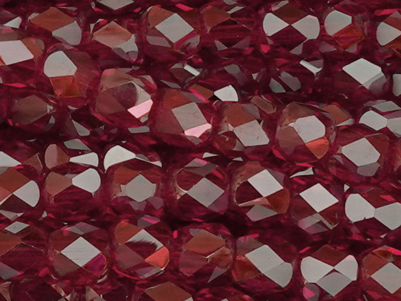 tönnchenförmige, facettierte Glasperlen 4mm, Silver Siam Red