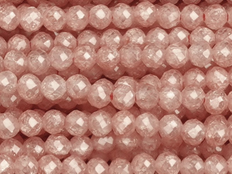 facettierte Zirkonia Perlen 2mm, Farbe: Rosa - Nahaufnahme