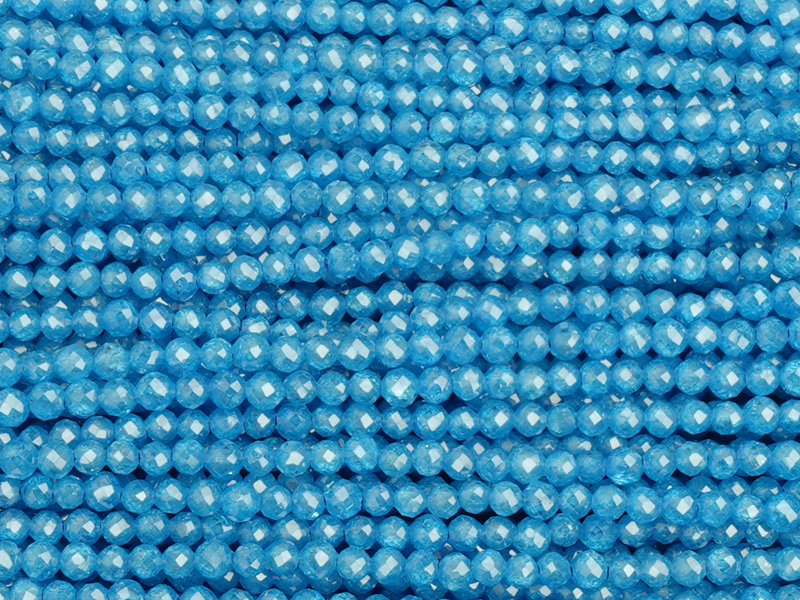 facettierte Zirkonia Perlen 2mm, Farbe: Eisvogelblau