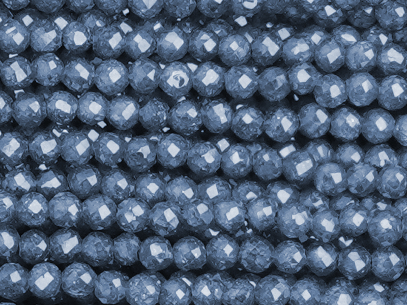 facettierte Zirkonia Perlen 2mm, Farbe: Denim Blau - Nahaufn