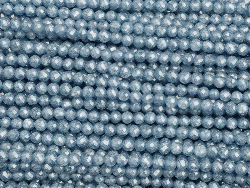 facettierte Zirkonia Perlen 2mm, Farbe: helles Delfinblau