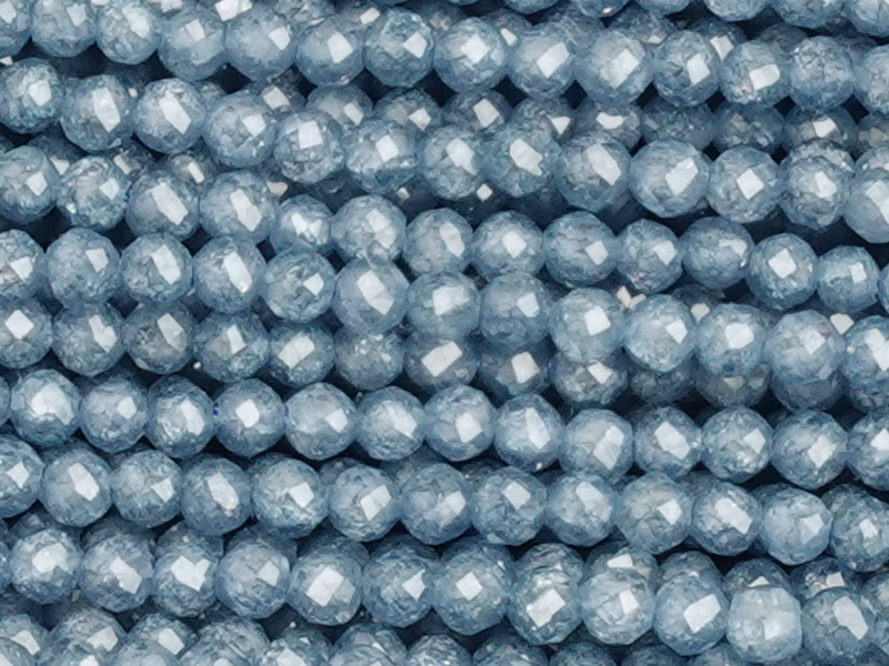 facettierte Zirkonia Perlen 2mm, Farbe: helles Delfinblau -