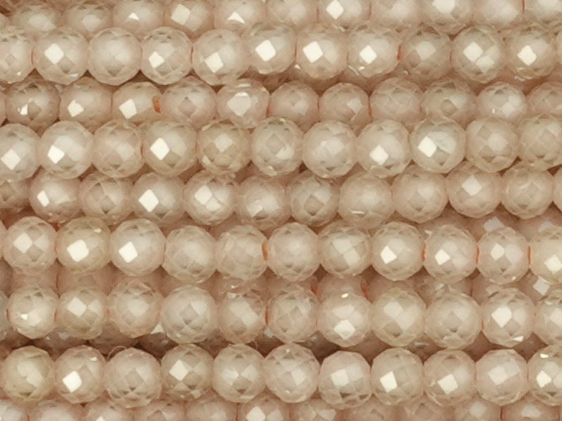 facettierte Zirkonia Perlen 2mm, Farbe: Champagner - Nahaufn