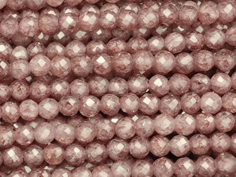 facettierte Zirkonia Perlen 2mm, Farbe: helles weinrot - Nah