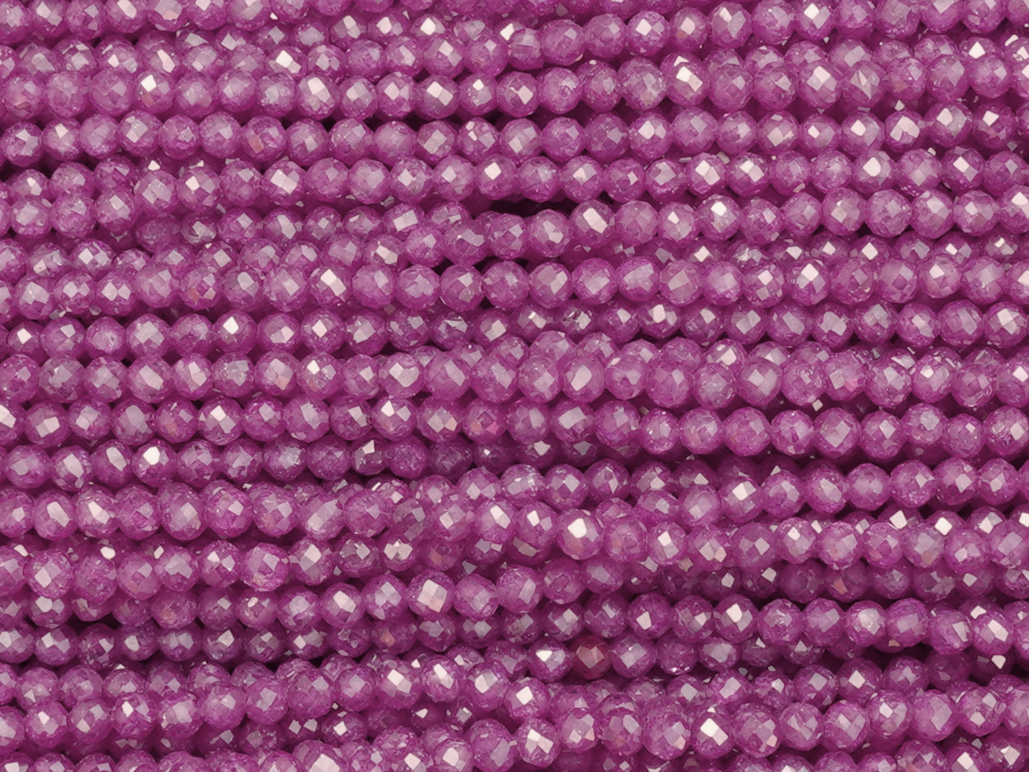 facettierte Zirkonia Perlen 2mm, Farbe: Rubin