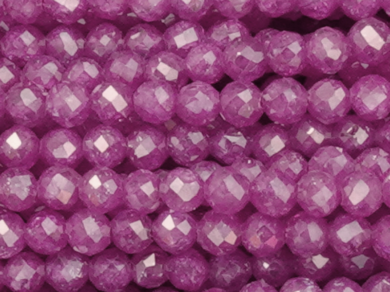 facettierte Zirkonia Perlen 2mm, Farbe: Rubin - Nahaufnahme