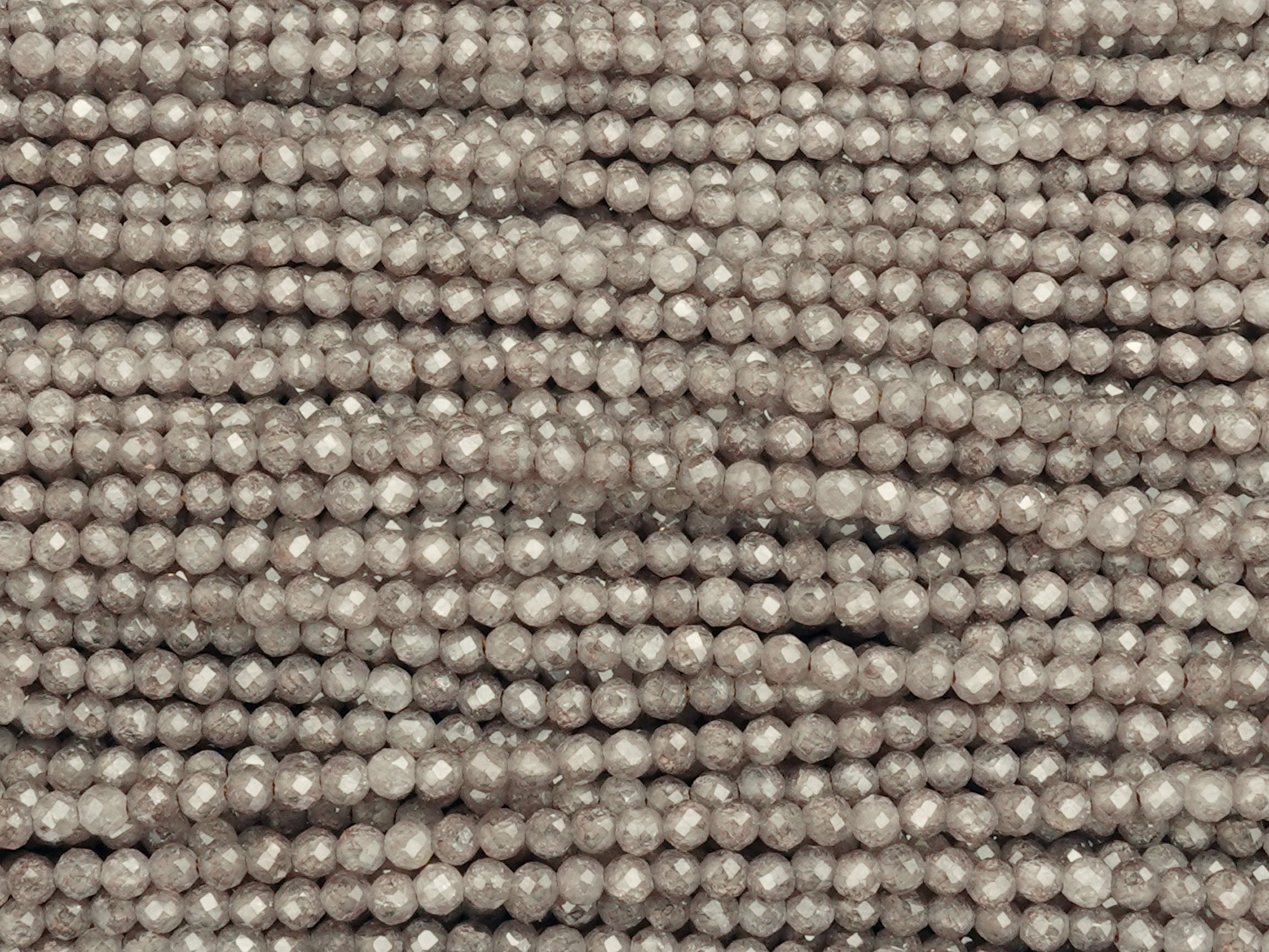 facettierte Zirkonia Perlen 2mm, Farbe: silbergrau