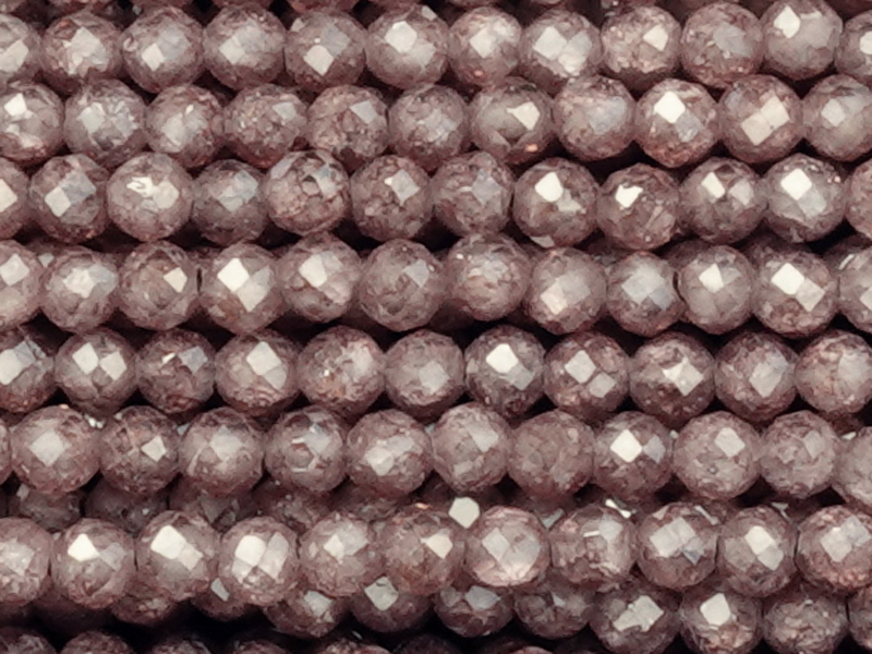 facettierte Zirkonia Perlen 2mm, Farbe: weinrot - Nahaufnahm