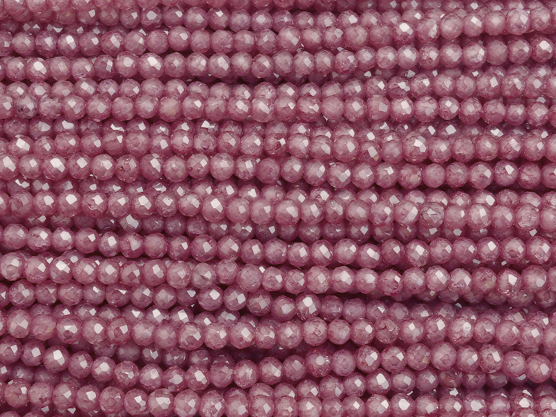 weinrote, facettierte Zirkonia Perlen 2mm