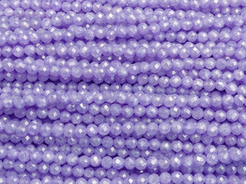 facettierte Zirkonia Perlen 3mm, Farbe Pastell Violett
